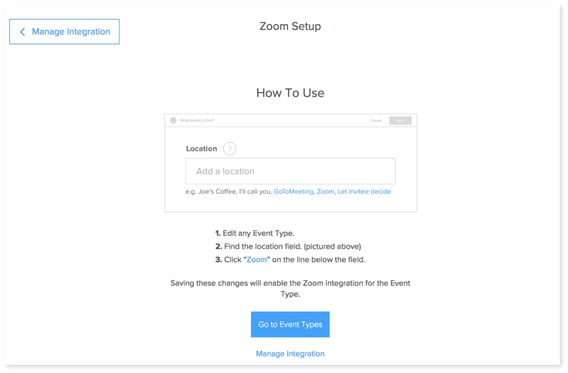 Zoom and Calendly integration