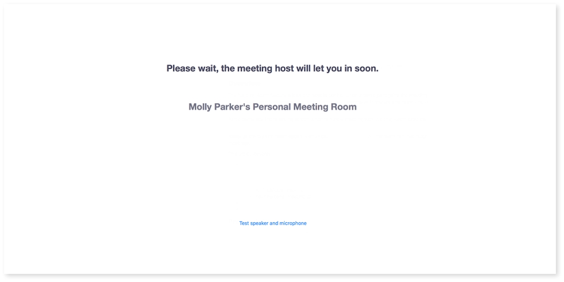 Zoom waiting room screen